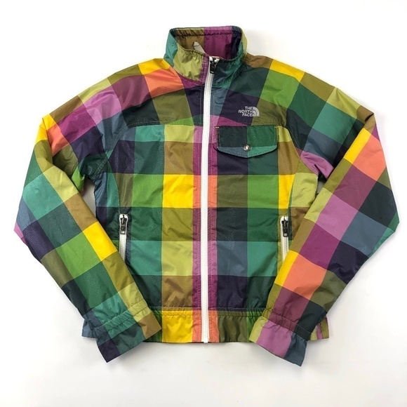The North Face rainbow shades checked zip windbreaker women’s jacket XS - Picture 1 of 8